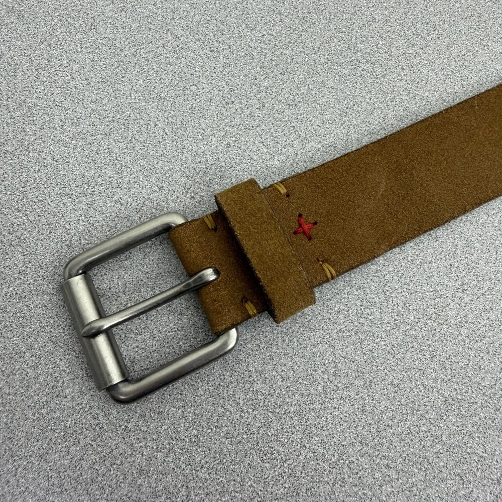 Damen + Hastings Belt Mens Small Brown Addison Suede Leather Roller Buckle
